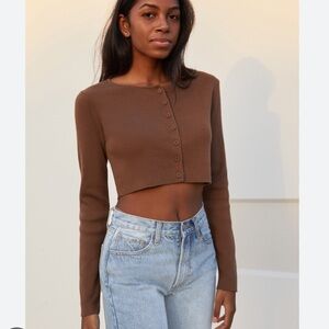 John Galt Athelia brown cropped cardigan